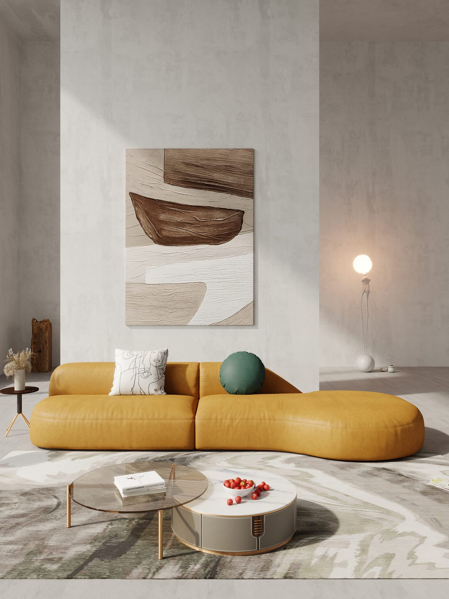 Ophelia Modern Curved Leather Armless Sofa Set MAAC Home